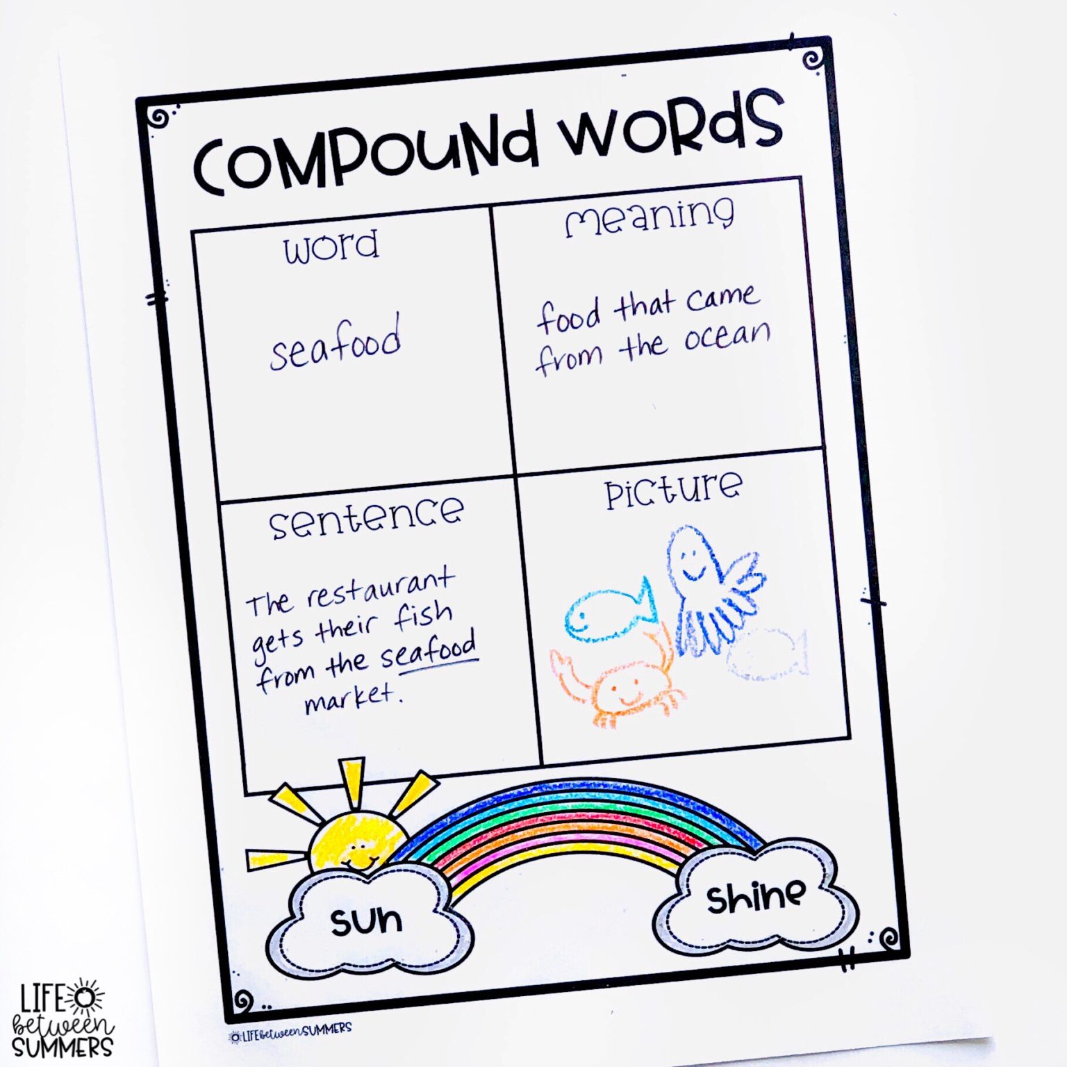 Sunshine Compound Words: Craftivity, Word Lists, &amp; Organizers - Life ...