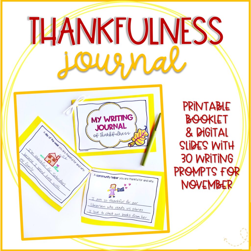 Thankful Journal November Writing Prompts for Thanksgiving