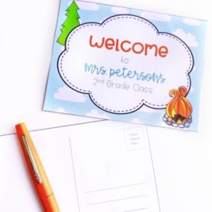 Camping Theme Back to School Postcards to Students - Life Between Summers