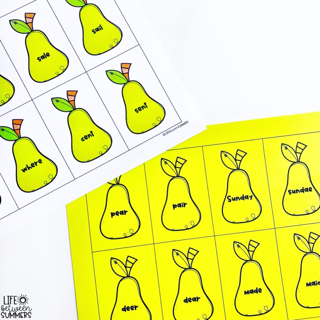 Pairs of Pears matching cards