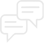 A simple black-and-white icon of two overlapping speech bubbles, symbolizing conversation or communication. One bubble points left and contains lines representing text; the other points right and overlaps behind.
