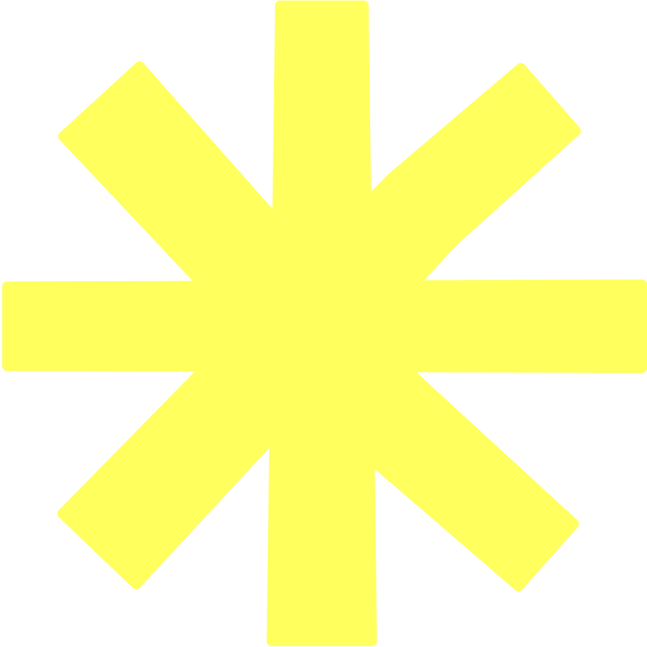A large yellow asterisk with thick arms on a light gray background.