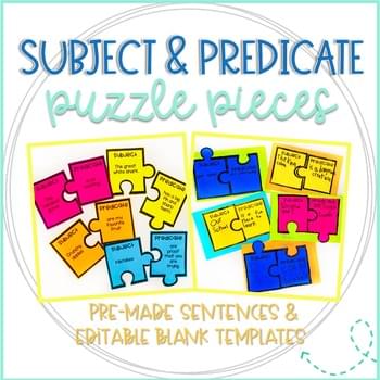 subject and predicate puzzle pieces